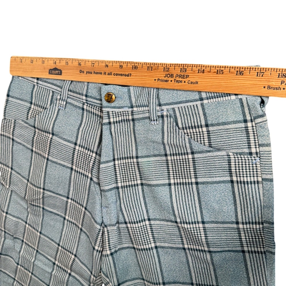 VTG Farah Plaid Trouser Men 34x28 (Tagged 36H) Blue USA Preppy Golf Grandpa Core - Picture 7 of 10